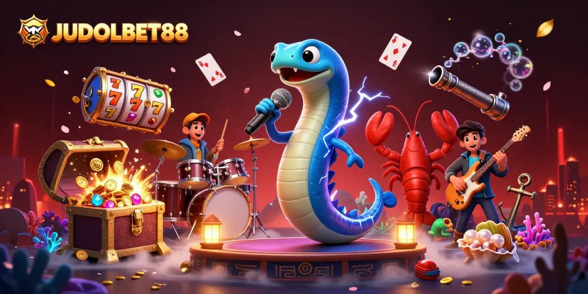 Experience exhilarating wins on JUDOLBET88 with vibrant underwater casino vibes and joyful characters.
