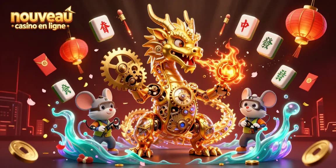 Jouez sur un nouveau casino en ligne avec une dragonne mécanique dorée et des éléments ludiques