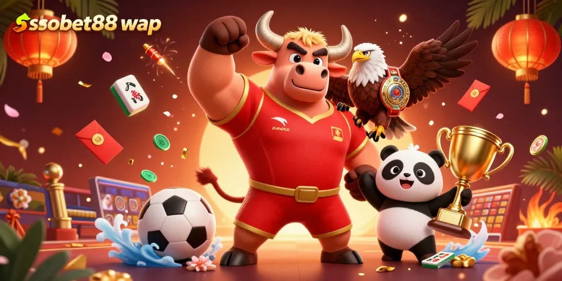 Engage with sbobet88 wap sports betting through dynamic scenes featuring mascots and vibrant elements.
