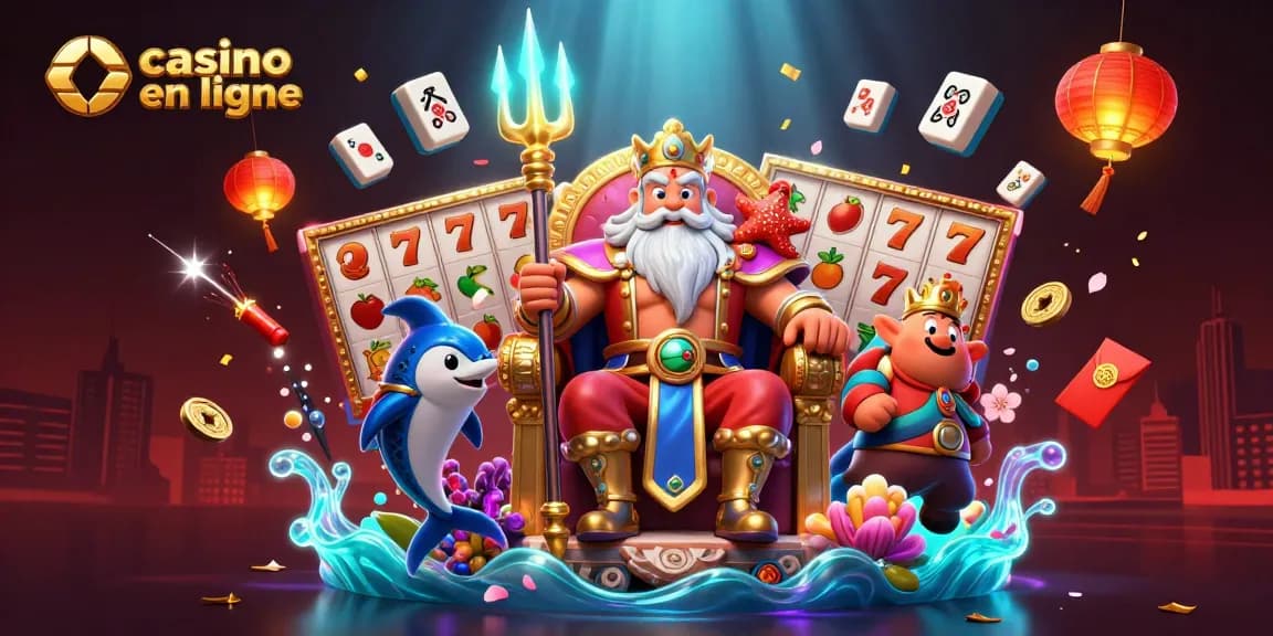 Vivez l'action palpitante des casinos en ligne avec une illustration 3D dynamique mettant en avant des éléments de jeu vibrants.