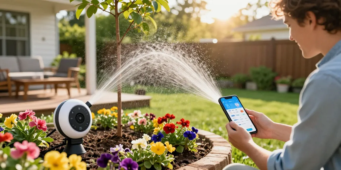 Effortlessly using a rainpoint sprinkler timer in a vibrant garden