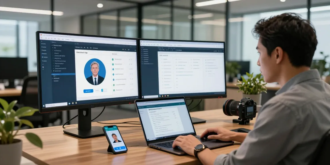 Age verification system in action at a modern office, showcasing biometric data accuracy and efficiency.