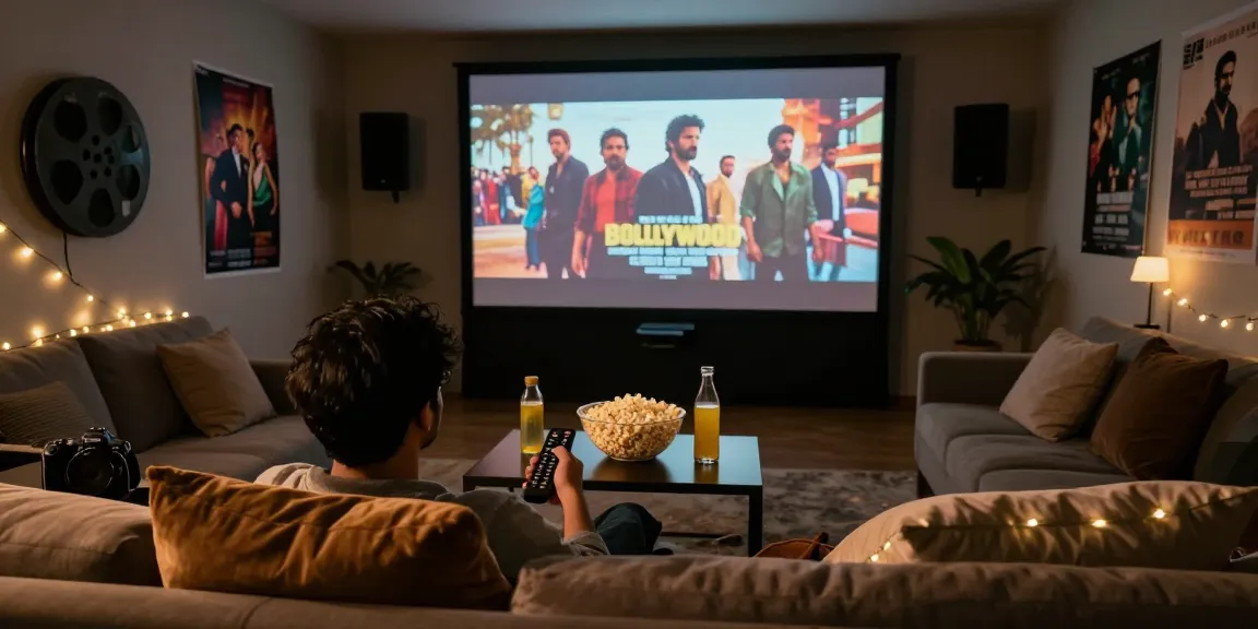 Enjoying Bollywood movies on bolly4u.org in a cozy home theater.