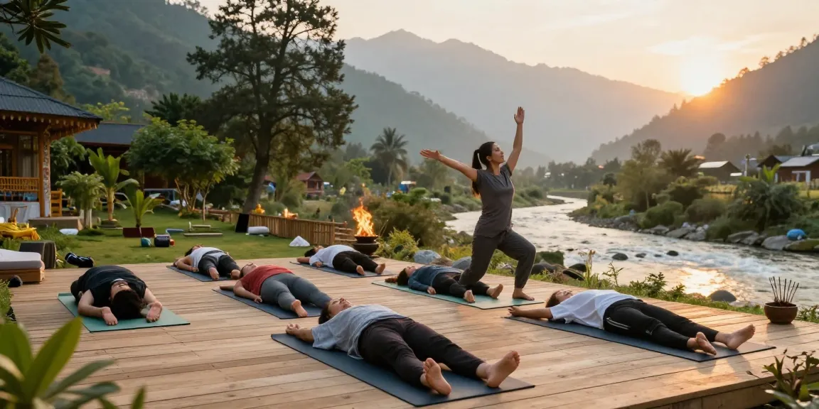 Practicing advanced asanas during the 300 hour yoga teacher training in India with serene natural backdrop and supportive environment.