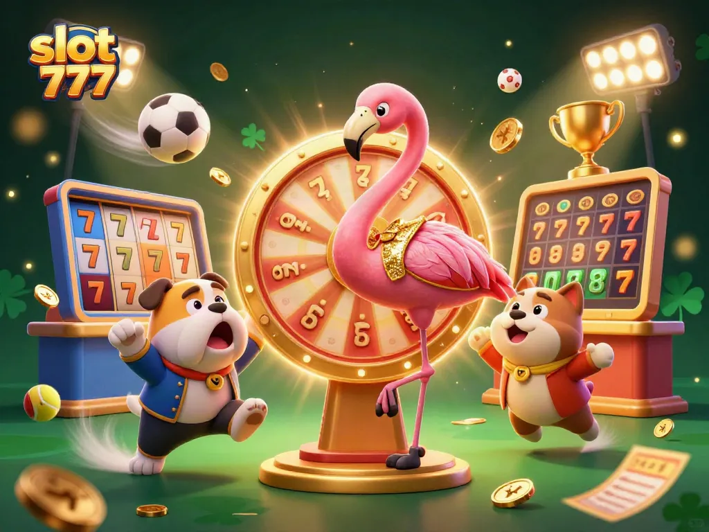 Permainan slot 777 menarik dengan karakter kartun dan elemen kasino yang seru.