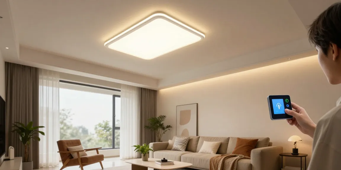 Aplice tavan LED moderne în living, iluminare caldă și atmosferă confortabilă.