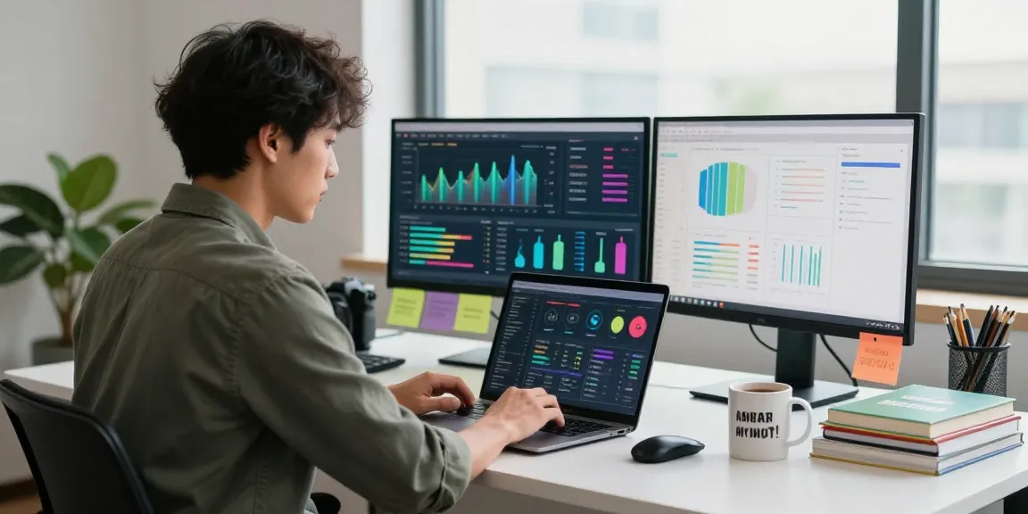 Marketing professional analyzing kecak4d data with charts in a modern workspace.