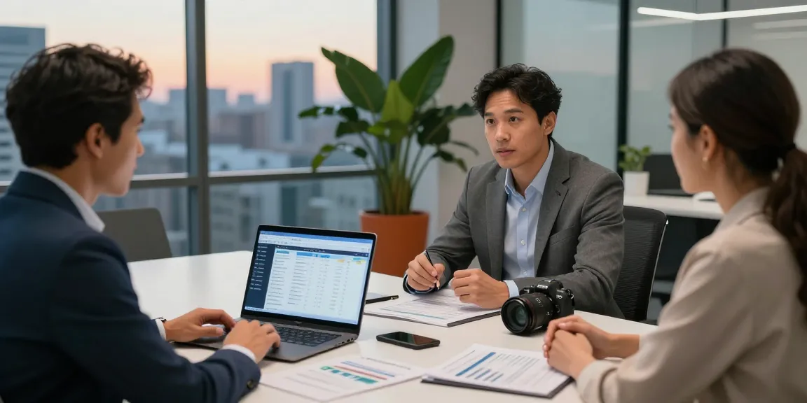 Nathan Garries advising clients on investments in a modern conference room.