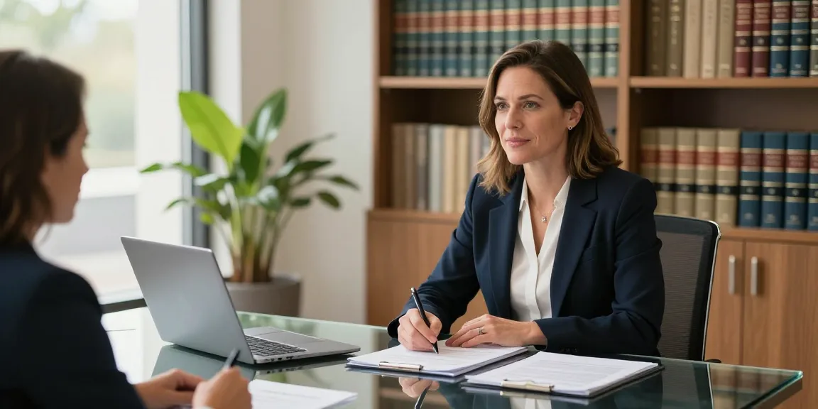 Karen McCleave Toronto providing legal advice in a modern office setting.