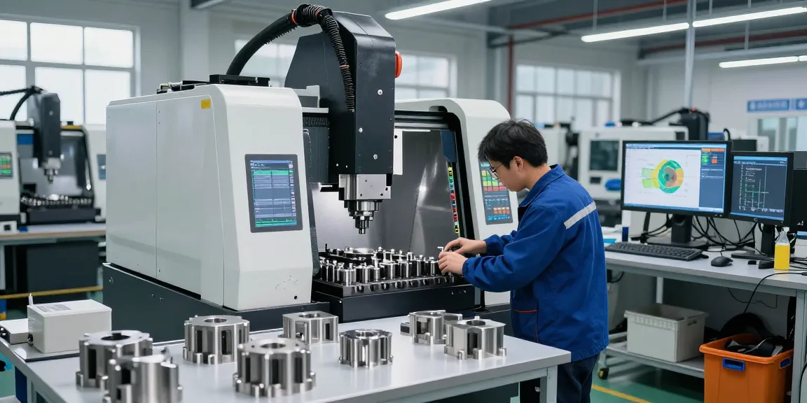 CNC Milling Services in action at a modern manufacturing workshop with precision components being inspected by a skilled technician.