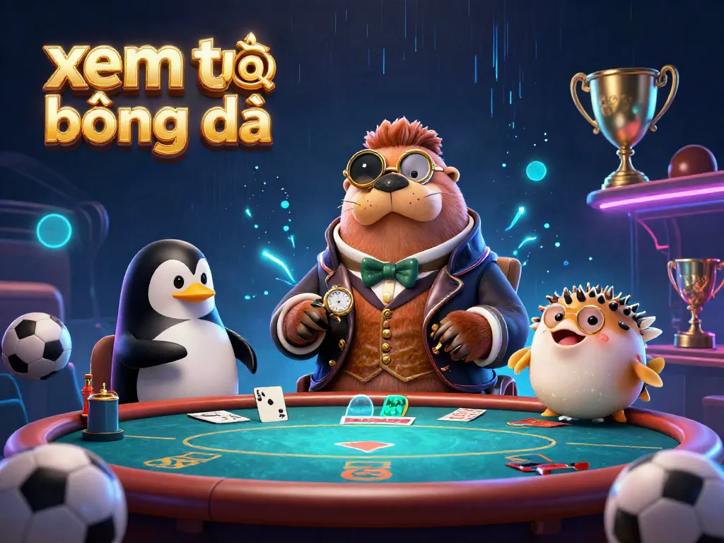 Xem trực tiếp bóng đá at an underwater poker game featuring a cheerful walrus, penguin dealer, and a bluffing pufferfish.