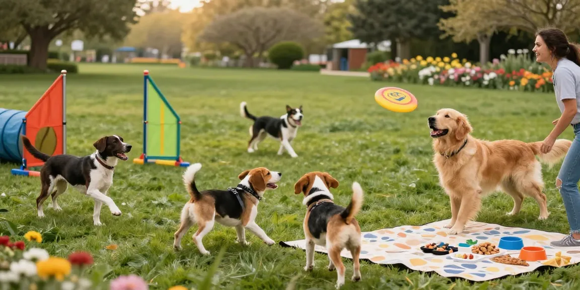 Dogs enjoying playtime in vibrant park, highlighting NAGA2000 pet activities