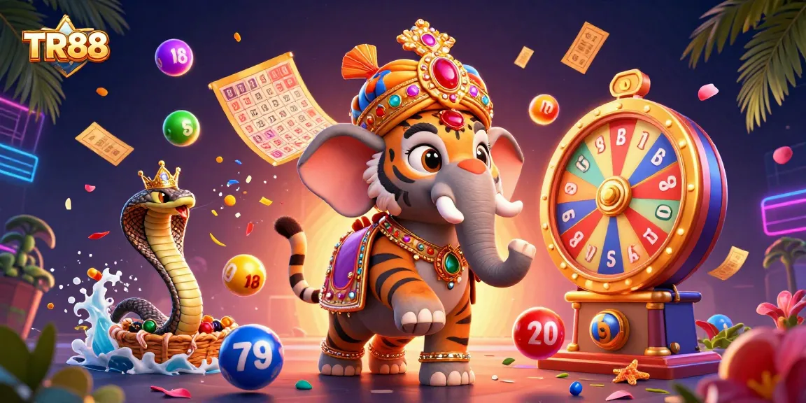 Experience thrilling gaming at TR88 with action-packed lottery scenes and vibrant elements.