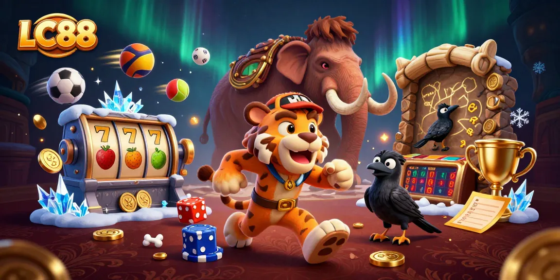 LC88 engages players in dynamic casino action with vibrant characters, dice, and sports elements
