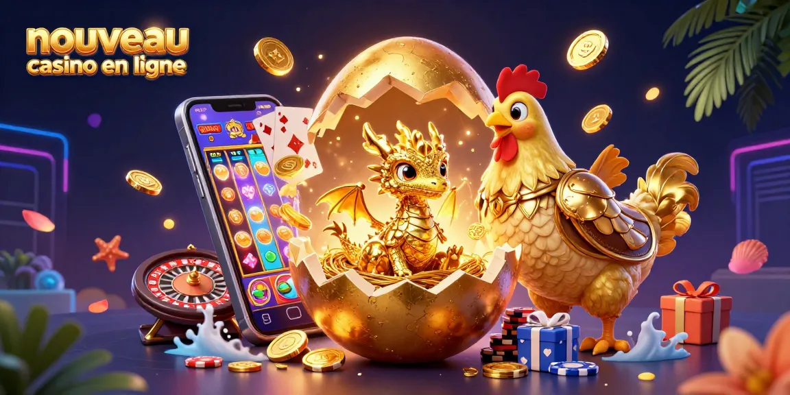 Découvrez les joies des nouveaux casinos en ligne avec un dragon doré et des éléments de jeux fascinants.