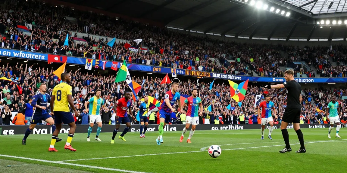 Exciting football match atmosphere showcasing bk8’s Premier League coverage with passionate fans.