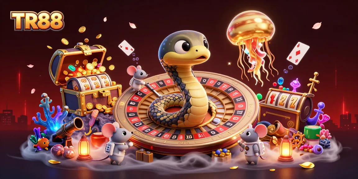 Engaging TR88 scene with astronaut mice betting on a Saturn ring roulette, surrounded by slot game elements.
