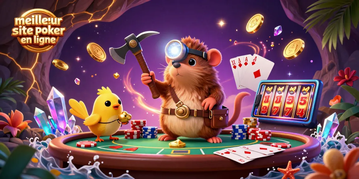 Jouez au poker sur le meilleur site de poker en ligne avec des cartes et des jetons colorés.
