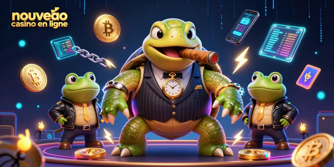 Découvrez le nouveau casino en ligne avec une tortue massive et ses gardes taureaux illuminant l'ambiance de jeu.