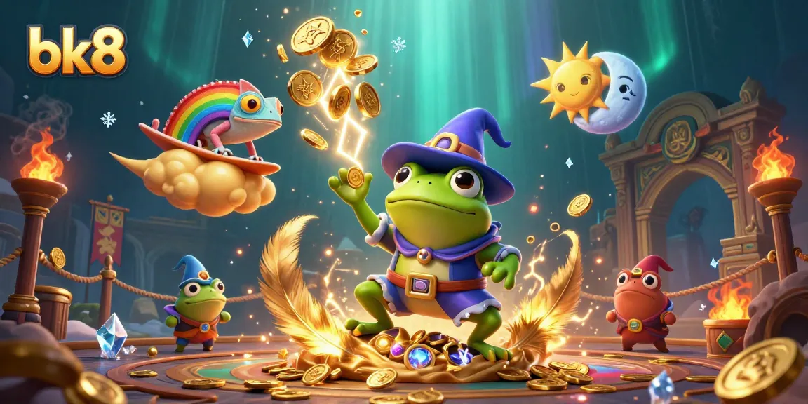 Engage in the thrilling bk8 world, where golden coins storm and vibrant chameleons surf clouds.