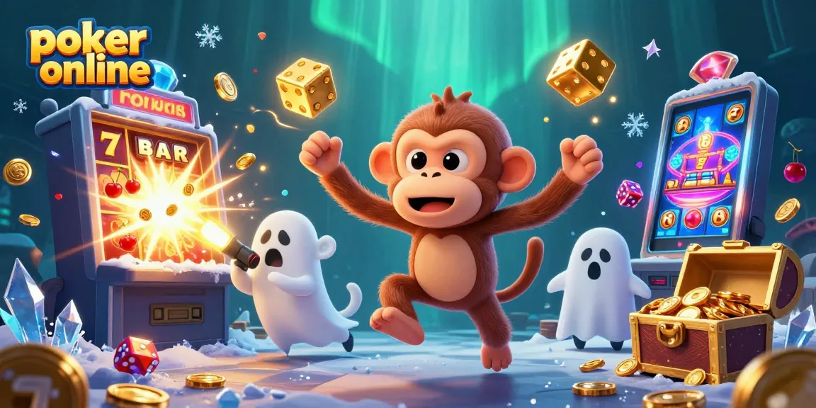 Le poker en ligne prend vie avec un singe fantôme jonglant tandis qu'un chiot héroïque le suit, captivant sous un jackpot éclatant.