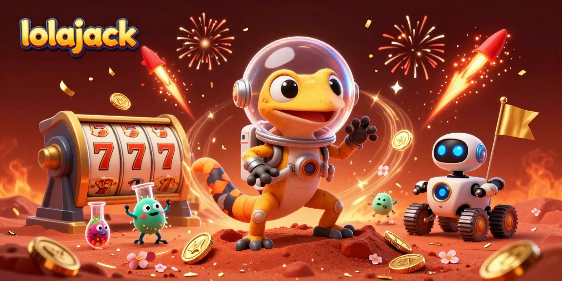 Experience exhilarating gaming at lolajack with a vibrant casino scene featuring animated characters and exciting game elements.