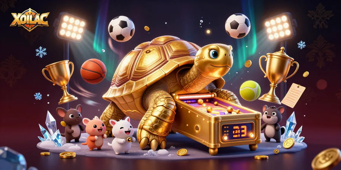 Participate in the games at XOILAC with this vibrant pinball-themed illustration showcasing sports elements.