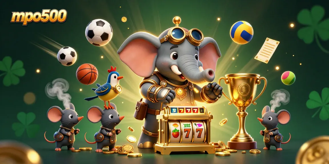 Spin the mpo500 slot machine to win big with exciting gameplay elements in this vibrant illustration.