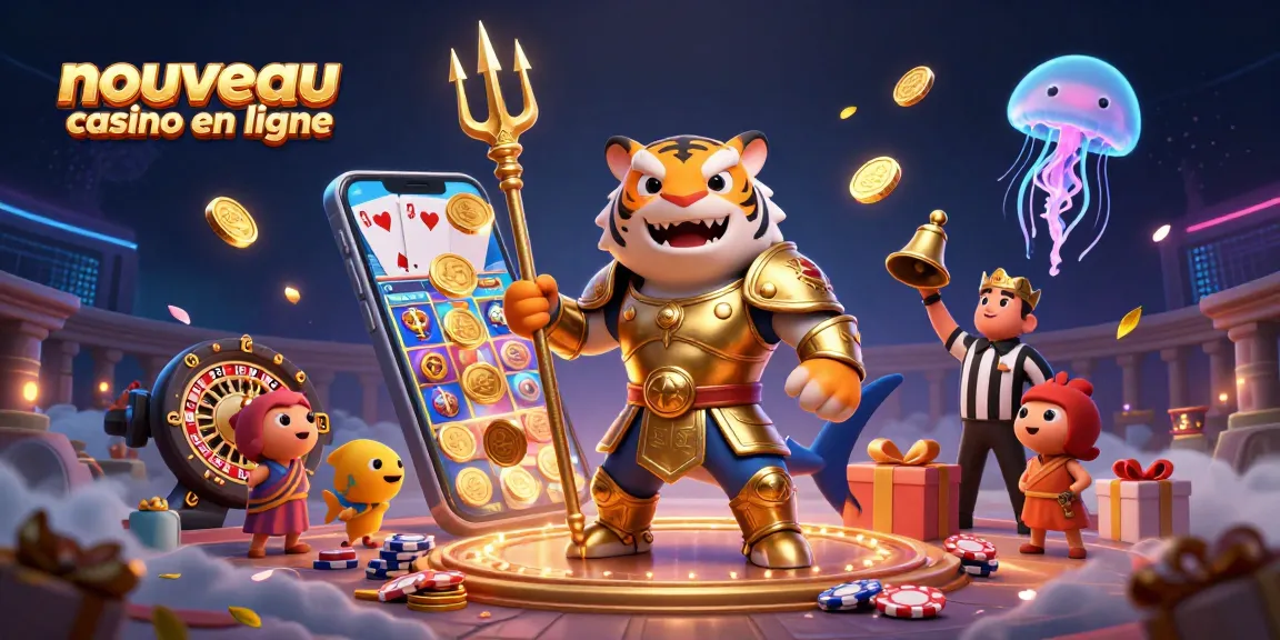 Visualisez un nouveau casino en ligne avec un requin tigre en armure, thème de l'univers ludique et vibrant.