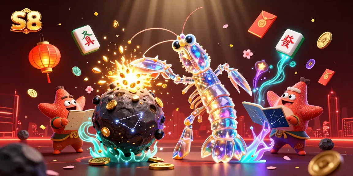 S8 players enjoy thrilling wins while navigating a vibrant casino atmosphere with golden coins, exploding gems, and lively 3D characters.