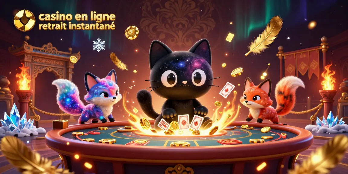 Profitez du casino en ligne retrait instantané avec une scène captivante de personnages amusants et de jeux de casino.