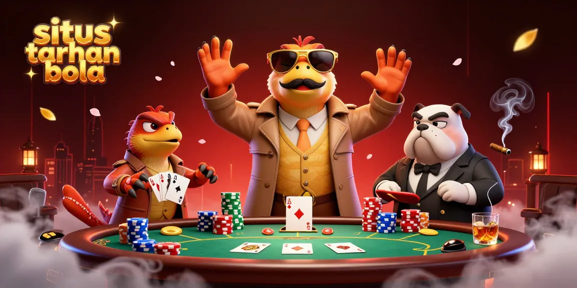 Experience situs taruhan bola with raptors in disguise facing a bouncer at a lively casino scene.
