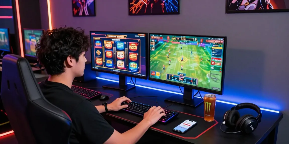 Experience login hero138 in an exciting online gaming setup with dual monitors and vibrant visuals.