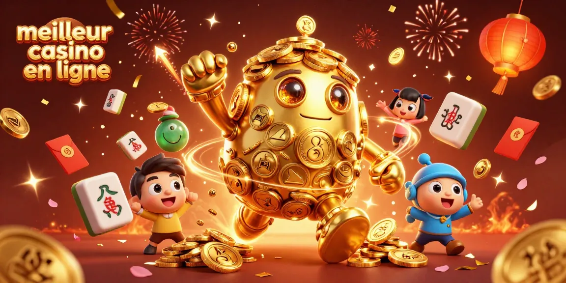 Jouez au meilleur casino en ligne avec notre illustration 3D emblématique et festive.