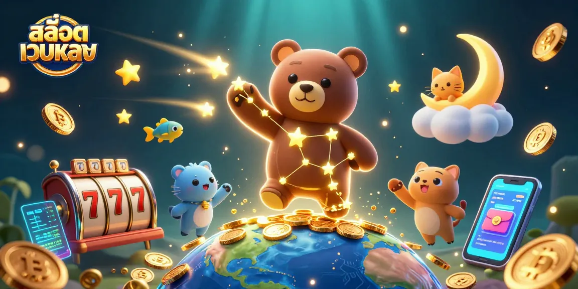สัมผัสความตื่นเต้นของสล็อตเว็บตรงในภาพ 3D ที่เต็มไปด้วยทองและชิปคาสิโนที่ลอยอยู่