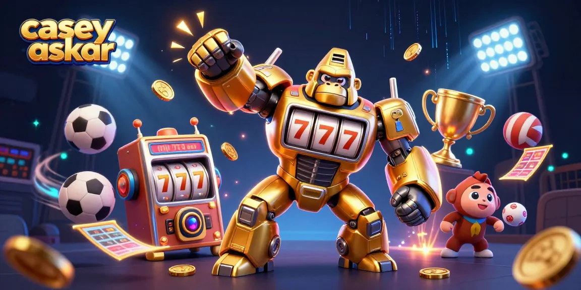Engage with the vibrant action of gambling featuring the casey askar mech, surrounded by dynamic sports elements.