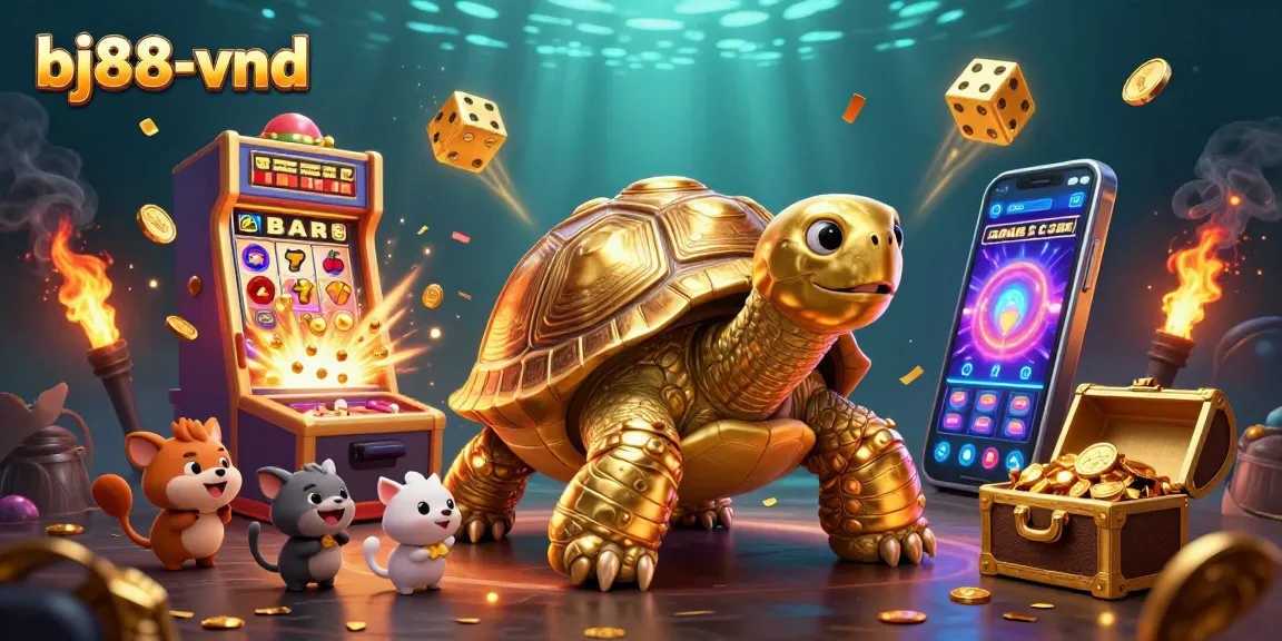 Experience the excitement of bj88-vnd with vibrant jackpot slots and playful characters in a captivating 3D scene.