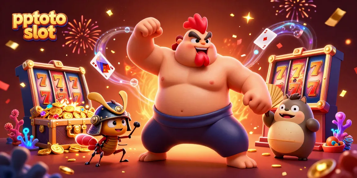PPTOTO slot showcases vibrant gameplay with stunning characters and casino elements in a colorful illustration.