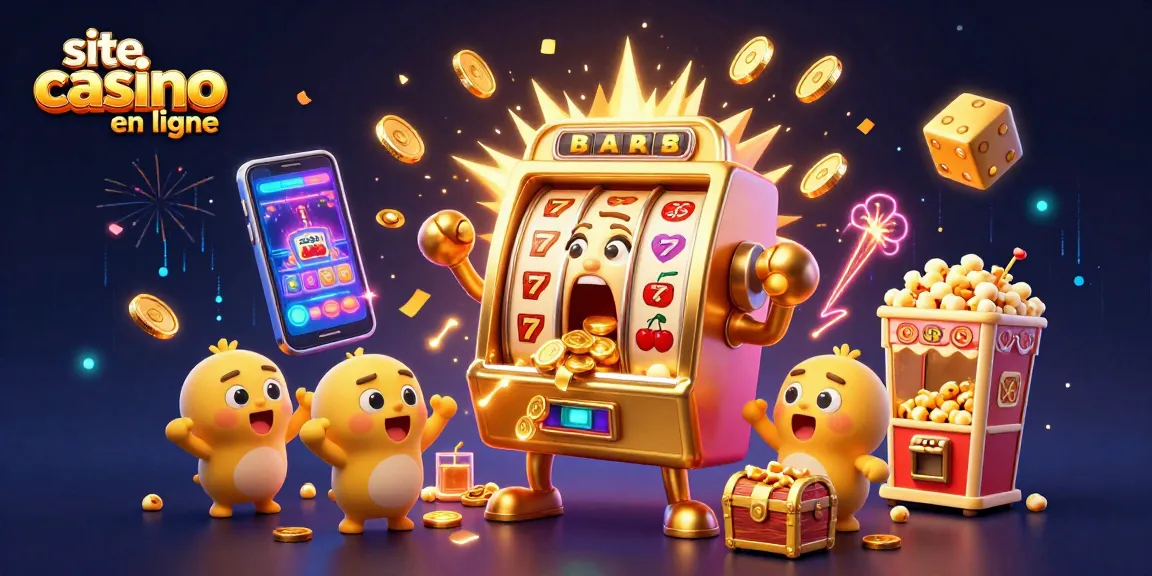 Jouez sur un site de casino en ligne avec des machines à sous éclatantes et des récompenses en or.