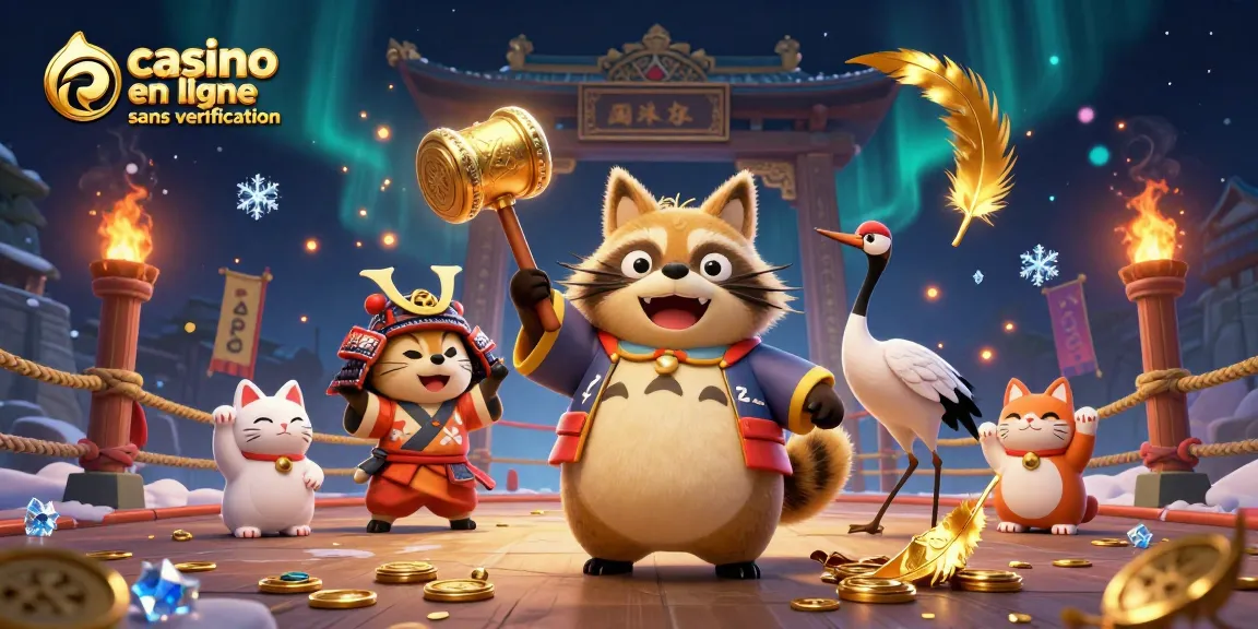 Jouer dans un casino en ligne sans vérification avec le tanuki chanceux et ses amis.